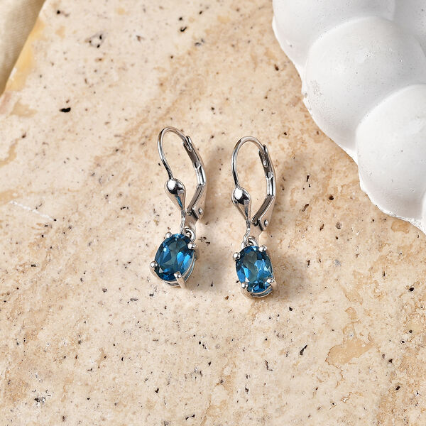 D'Joy zertifizierte London Blau Topas Ohrringe - 1,96 ct. image number 2