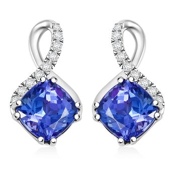 LUXORO AGI zertifiziert und gepr&uuml;ft AAAA Tansanit und VS-EF Diamant Ohrringe in 950 Platin - 2,51 ct.