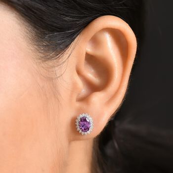 LUXURIANT AAA Labor lila Saphir und SI-GH Labor Diamant Ohrringe in 417 Wei&szlig;gold - 2,30 ct.