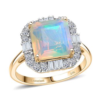 Luxuriant - AAA Nat&uuml;rlicher, &auml;thiopischer Welo Opal, Lab Grown Diamant Ring 417 Gold (Gr&ouml;&szlig;e 17.00) ca. 3.47 ct