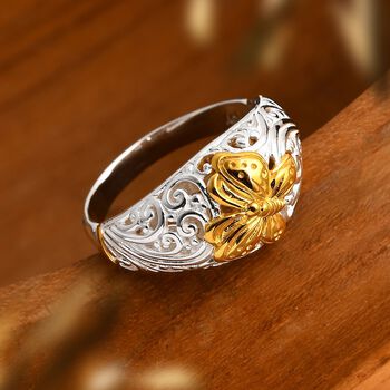 D'Joy Royal Bali &ndash; Zweifarbiger Ring mit Schmetterlingsmotiv