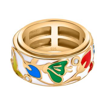Bunte Bl&uuml;ten Diamant emaillierter Anti-Stress-Spinning-Ring