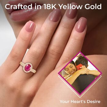 Iliana AAA Nat&uuml;rlicher Mosambik-Rubin, Wei&szlig;er Diamant Ring 750 Gold (Gr&ouml;&szlig;e 20.00) ca. 2,05 ct