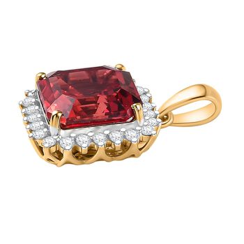 LUXURIANT DIAMOND- zertifiziert und gepr&uuml;ft AAA Labor Padparadscha Saphir und Labor Diamant Anh&auml;nger in 417 Gold - 5,86 ct.