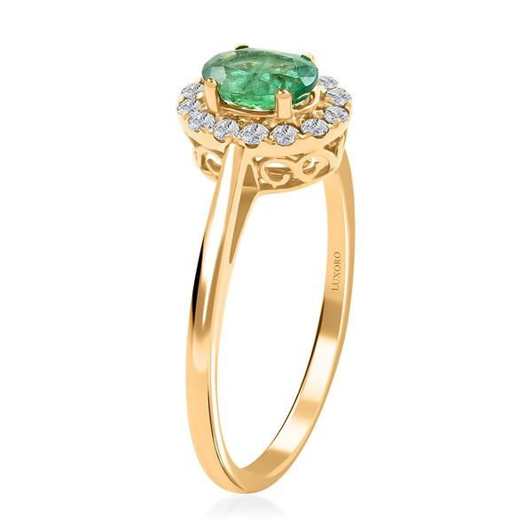 LUXORO AAA Kagem Sambischer Smaragd, Wei&szlig;er Diamant Ring 585 Gold (Gr&ouml;&szlig;e 17.00) ca. 1,05 ct image number 3