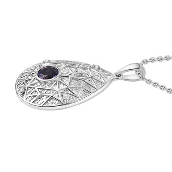 EverTrue bolivianischer Amethyst und wei&szlig;er Topas Anh&auml;nger mit 50cm Kette - 0,92 ct.