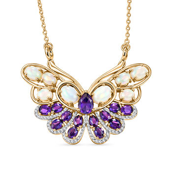 GP Trionfo Kollektion- AA afrikanische Amethyst, &auml;thiopische Welo Opal und blaue Saphir zweifarbige 45cm Halskette - 5,67 ct.