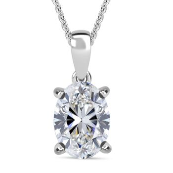 LUXURIANT SGL zertifizierter SI-GH Labor Oval-Diamant Anh&auml;nger mit 50cm Kette, 925 Silber rhodiniert - 1 ct.
