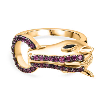 GP Trionfo Kollektion- Rhodolith Granat, schwarzer Spinell und blauer Saphir Ring - 0,72 ct.