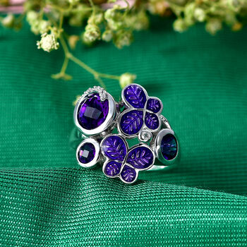 GP Trionfo Kollektion- AA afrikanischer Amethyst, Zirkon und blauer Saphir Ring - 1,86 ct.