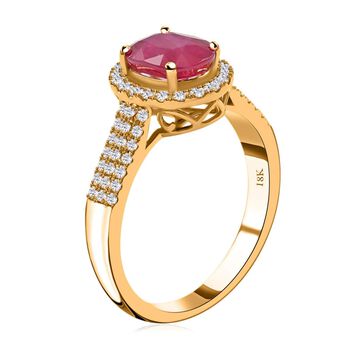 Iliana AAA Nat&uuml;rlicher Mosambik-Rubin, Wei&szlig;er Diamant Ring 750 Gold (Gr&ouml;&szlig;e 20.00) ca. 2,05 ct