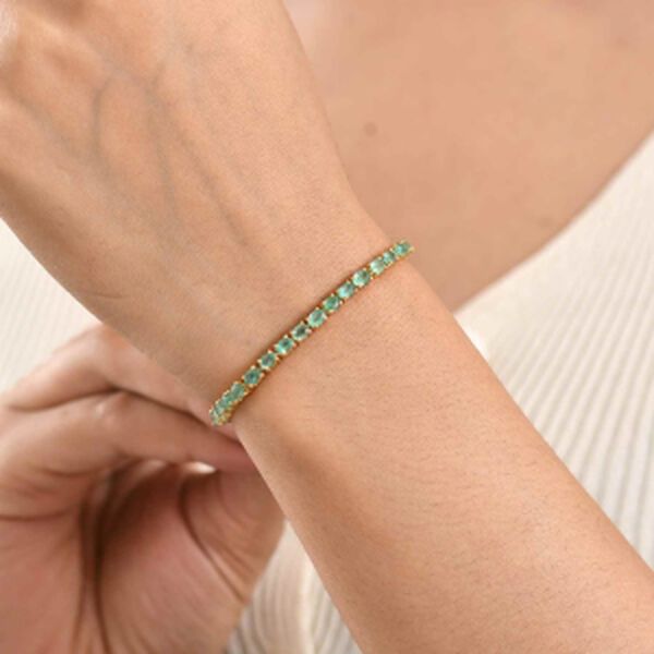 D'Joy AAA Kagem Sambischer Smaragd Armband ca. 19 cm 925 Silber 750 Gelbgold vermeil ca. 7,13 ct. image number 3