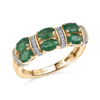 LUXURIANT AAA Smaragd und Labor Diamant Ring in 375 Gold - 1,41 ct.