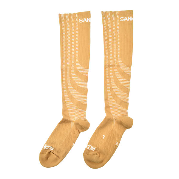 SANKOM Kompressionsstr&uuml;mpfe, Gr&ouml;&szlig;e 38-42, Beige, antibakteriell, mit patentierter Zugfunktion