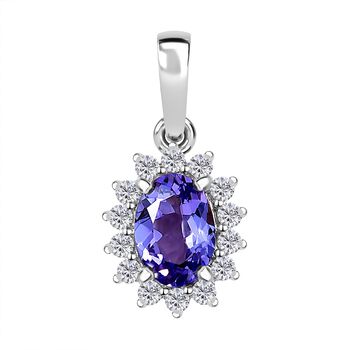 AA Tansanit und Moissanit Anh&auml;nger in 375 Wei&szlig;gold - 0,95 ct.