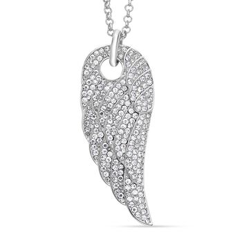 Wei&szlig;er Kristall-Fl&uuml;gel-Anh&auml;nger mit Kette - 10 ct.