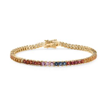 AAA mehrfarbiges Saphir 19cm Armband in 585 Gold - 8,26 ct.