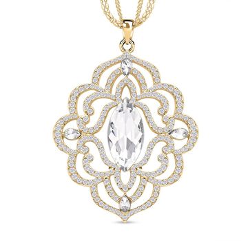 Wei&szlig;er Kristall-Anh&auml;nger mit Kette in Goldton - 2 ct.