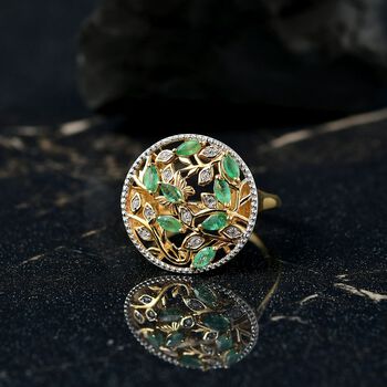 D&rsquo;Joy Kagem sambischer Smaragd und Zirkon Ring - 0,66 ct.