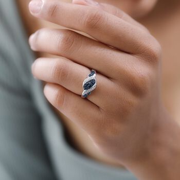 Blauer und wei&szlig;er Diamant-Ring - 0,33 ct.