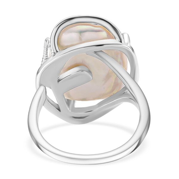 Wei&szlig;e S&uuml;&szlig;wasserperle und Zirkonia Ohrringe und flexibler Ring image number 13