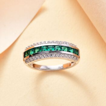 Labor Smaragd und Zirkon Ring - 1,13 ct.