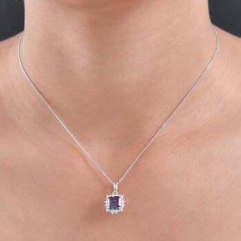 LUXURIANT AAA Labor Alexandrit und Labor Diamant Anh&auml;nger mit 50cm Kette - 2,42 ct.