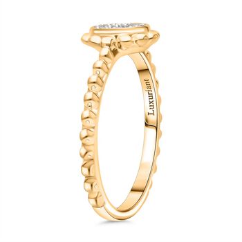 LUXURIANT SI-GH Labor Diamant Ring, 925 Silber 750 Gelbgold Vermeil - 0,15 ct.