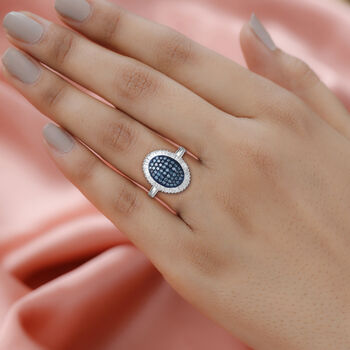 Diamantring mit blauen und wei&szlig;en Diamanten, 1 ct.