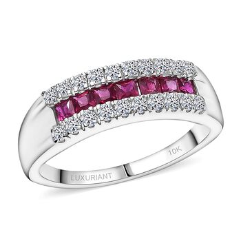 Luxuriant - AAA Nat&uuml;rlicher Mosambik-Rubin, Lab Grown Diamant Ring 417 Gold (Gr&ouml;&szlig;e 16.50) ca. 1.16 ct