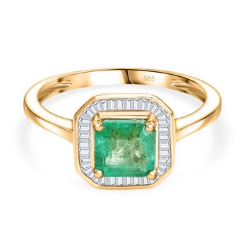 AAA Kagem sambischer Smaragd und Diamant Ring in 585 Gold - 1,36 ct.
