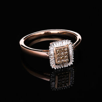 Nat&uuml;rlicher Champagner Diamant und wei&szlig;er Diamant Ring - 0,33 ct.