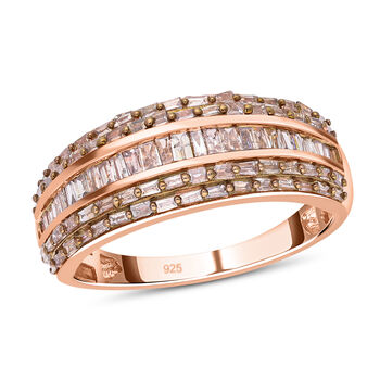 Nat&uuml;rlicher Champagner Diamant Ring 925 Silber Ros&eacute;gold Vermeil (Gr&ouml;&szlig;e 18.00) ca. 1.00 ct