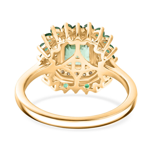 D'Joy AAA Kagem Sambischer Smaragd Ring 925 Silber 750 Gelbgold vermeil (Gr&ouml;&szlig;e 18.00) ca. 1.29 ct image number 5