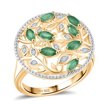 D&rsquo;Joy Kagem sambischer Smaragd und Zirkon Ring - 0,66 ct.