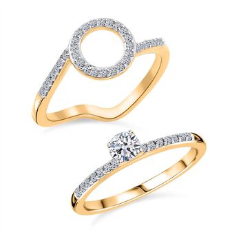 LUXURIANT SGL zertifizierte SI-GH Labor Diamant Ringe, 925 Silber 750 Gelbgold Vermeil - 0,50 ct.