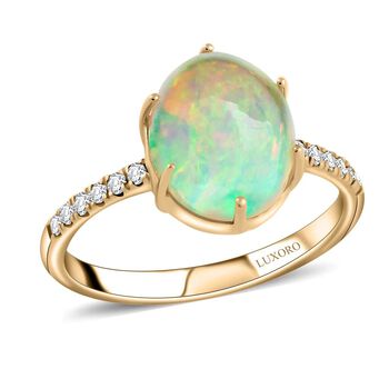 LUXORO zertifiziert und gepr&uuml;ft AAA nat&uuml;rlicher, &auml;thiopischer Welo Opal und Diamant Ring in 417 Gold - 2,85 ct.
