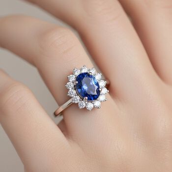 Luxuriant - AAA Tansanit, Lab Grown Diamant Ring 417 Gold (Gr&ouml;&szlig;e 20.00) ca. 1.50 ct