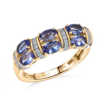 LUXURIANT AAA Tansanit und Labor Diamant Ring in 375 Gold - 1,67 ct.
