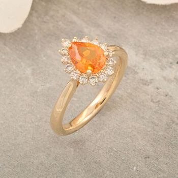 LUXORO zertifiziert und gepr&uuml;ft AAA Fanta Granat und wei&szlig;er Diamant Ring in 417 Gold - 1,7 ct.