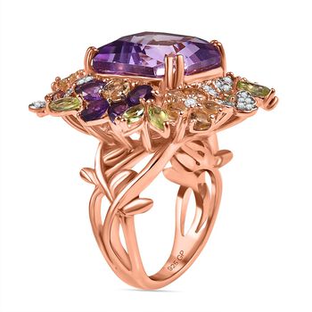 GP Italienische Garten Kollektion - AAA Rose De France Amethyst, Afrikanischer Amethyst Ring 925 Silber 750 Ros&eacute;gold Vermeil (Gr&ouml;&szlig;e 19.00) ca. 17.45 ct