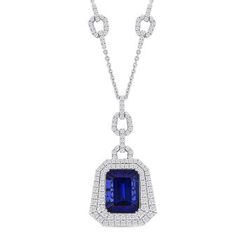 Chairman's Vault Collection - zertifiziert und gepr&uuml;ft RHAPSODY AAAA Tansanit und VS-EF Diamant 45cm Halskette in 950 Platin - 26,06 ct.
