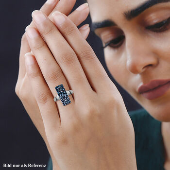 Blauer Diamant Ring, 925 Silber platiniert (Gr&ouml;&szlig;e 18.00) ca. 0.50 ct