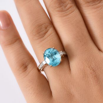 AAA Blauer Zirkon, Lab Grown Diamant VS Ring 375 Gold (Gr&ouml;&szlig;e 19.00) ca. 7.36 ct