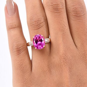 LUXURIANT AAA Labor Rosa Saphir und Moissanit Ring - 6,51 ct.
