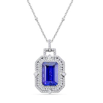 Chairman's Vault Collection - zertifiziert und gepr&uuml;ft RHAPSODY AAAA Tansanit und VS-EF Diamant 45cm Halskette in 950 Platin - 20,05 ct.