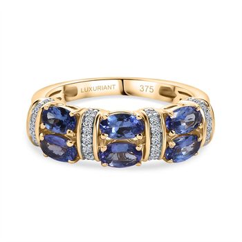 LUXURIANT AAA Tansanit und Labor Diamant Ring in 375 Gold - 1,67 ct.
