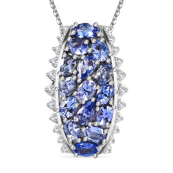 D'Joy Tansanit und Zirkon Anh&auml;nger mit 50cm Kette - 2,94 ct.