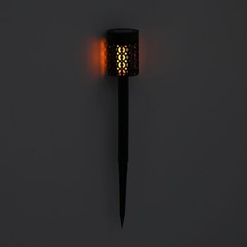 4er Set - Solar LED Gartenlichter, Flackerflamme, 5,5x36cm, schwarz