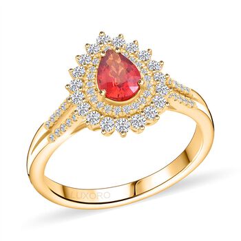 LUXORO AGI zertifiziert und gepr&uuml;ft AAA roter Saphir und Diamant Ring in 585 Gelbgold - 1,35 ct.
